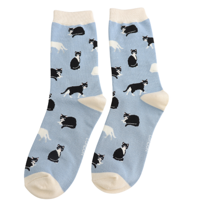 Miss Sparrow Women’s Matchbox Socks Black & White Cat