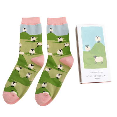 Miss Sparrow Women’s Matchbox Socks Highland Sheep
