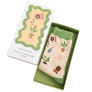 Miss Sparrow Damen-Socken Matchbox In The Allotment