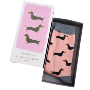 Miss Sparrow Women’s Matchbox Socks Little Sausage Dogs