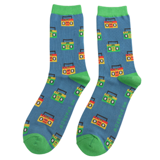 Miss Sparrow Mens Socks Bamboo Boom Boxes denim