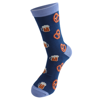 Miss Sparrow Männer-Socken Bamboo Pretzels & Beer navy