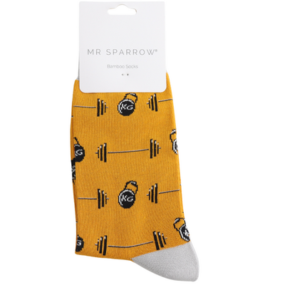 Miss Sparrow Mens Socks Bamboo Weights mustard