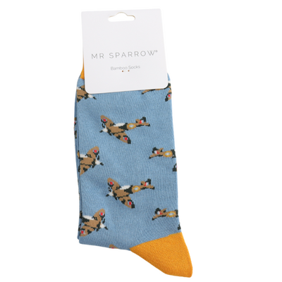 Miss Sparrow Männer-Socken Bamboo Vintage Planes mid blue
