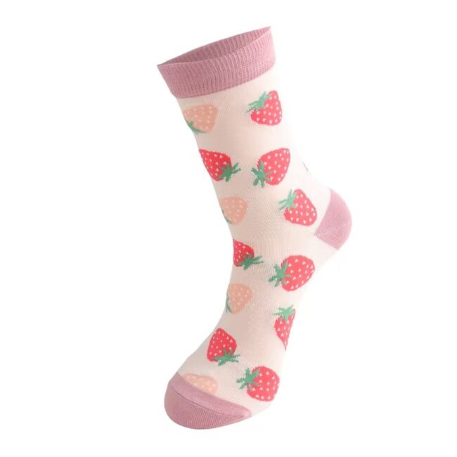Socken Bamboo Little Strawberries light pink
