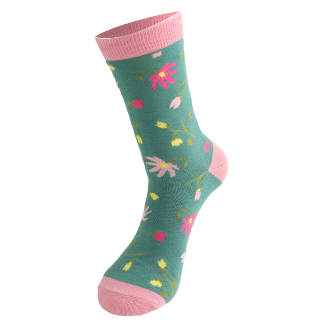 Socken Bamboo Pretty Flowers green