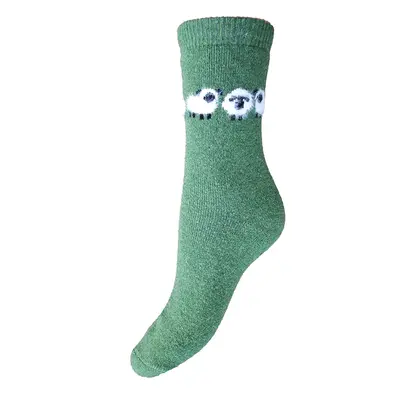 Gemjar Socks Woolmix Fluffy Sheep green