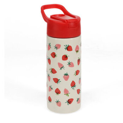 Rex London Stainless Steel Bottle with Push Button Lid Little Strawberry