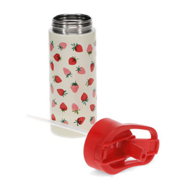 Edelstahlflasche mit Druckknopfdeckel Little Strawberry