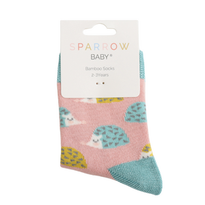 Miss Sparrow Kids Socks Bamboo Geo Hedgehogs dusky pink 2-3Y
