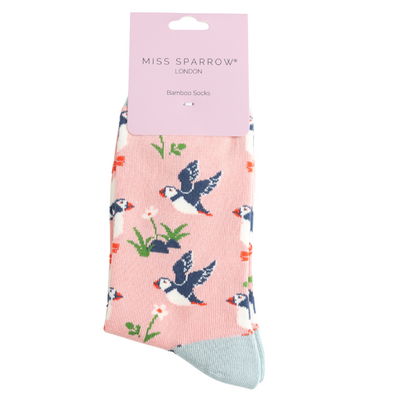 Miss Sparrow Socken Bamboo Cool Puffins dusky pink