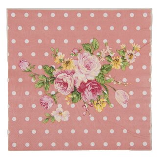 Clayre & Eef Papierservietten Roses & Dots dusty pink