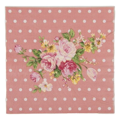 Clayre & Eef Paper napkins Roses & Dots dusty pink