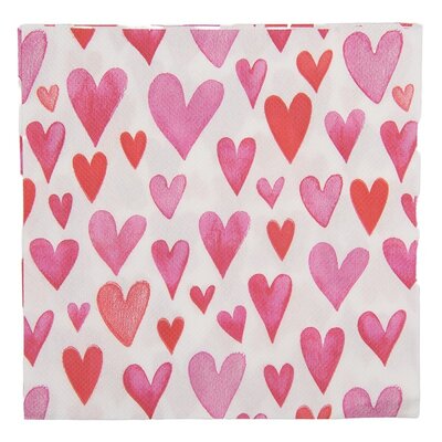 Clayre & Eef Paper napkins Aquarell Hearts