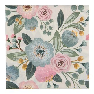 Clayre & Eef Paper napkins Flowers olive