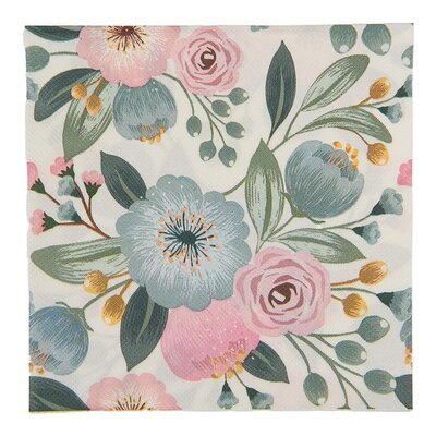 Clayre & Eef Papierservietten Flowers olive