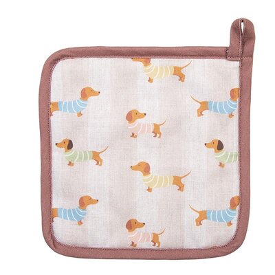 Clayre & Eef Topflappen Sausage Dog Stripy