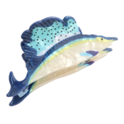 Red Cuckoo Hair Claw Clip Fish blue