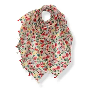 M&K Collection Scarve Vintage Flowers Tassels