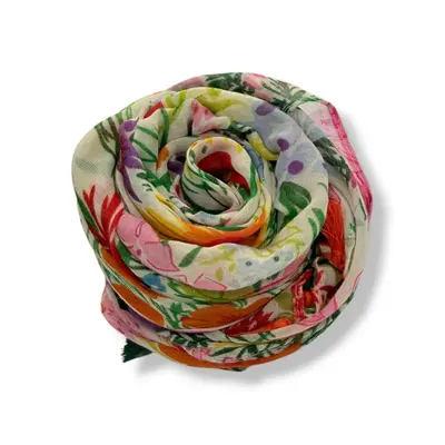 M&K Collection Scarve Vintage Flowers Tassels