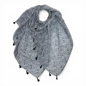 M&K Collection Schal Indigo Paisley Tassels