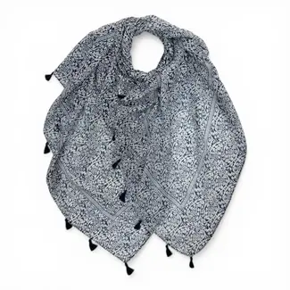 M&K Collection Scarve Indigo Paisley Tassels