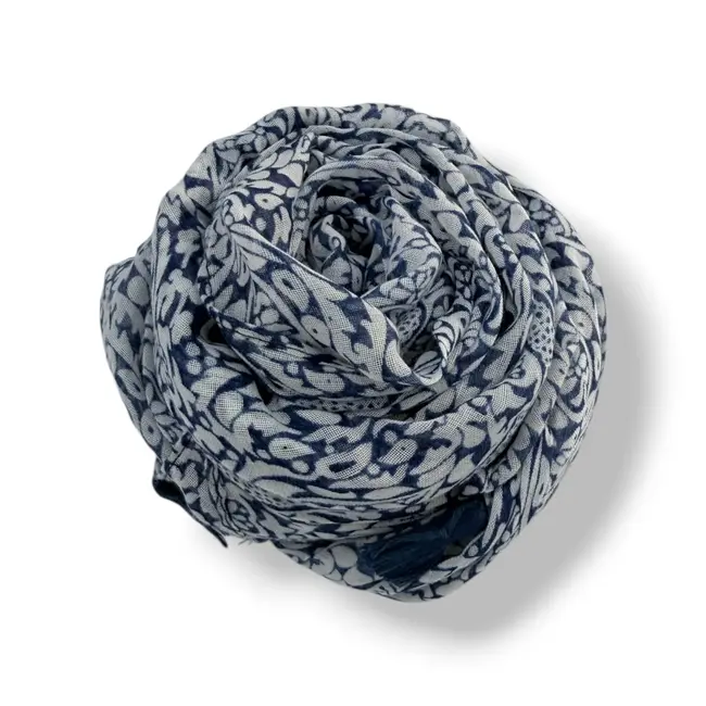 Scarve Indigo Paisley Tassels