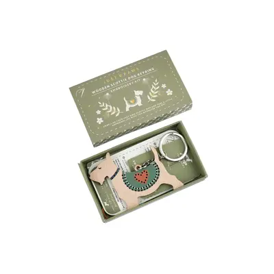 CGB Giftware Keyring Wooden Embroidery Scottie Dog