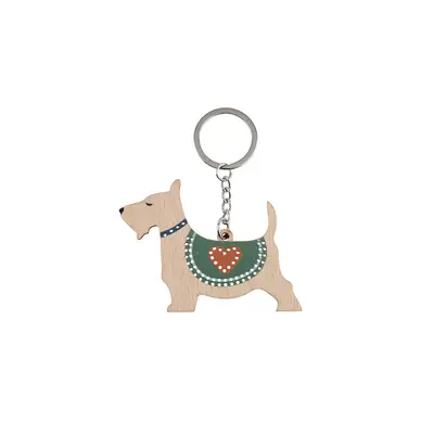CGB Giftware Keyring Wooden Embroidery Scottie Dog