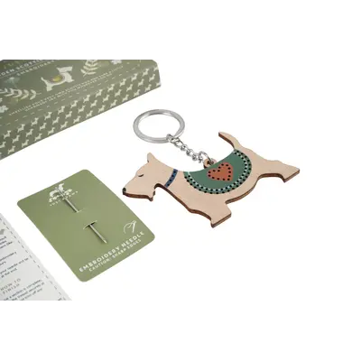 CGB Giftware Keyring Wooden Embroidery Scottie Dog