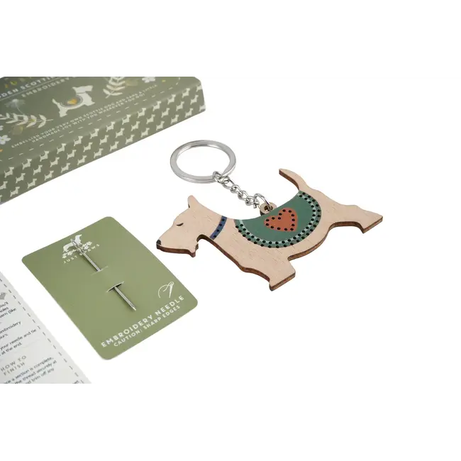 Schlüsselanhänger Wooden Embroidery Scottie Dog