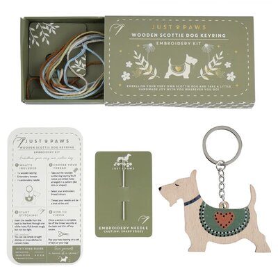 CGB Giftware Schlüsselanhänger Wooden Embroidery Scottie Dog