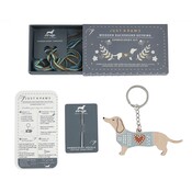 CGB Giftware Keyring Wooden Embroidery Sausage Dog