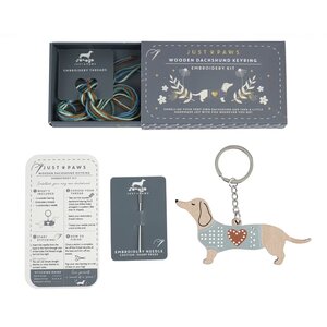 CGB Giftware Schlüsselanhänger Wooden Embroidery Sausage Dog