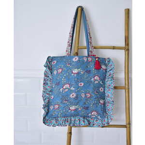 Powell Craft Tote Bag Quilted Ruffles inky blue