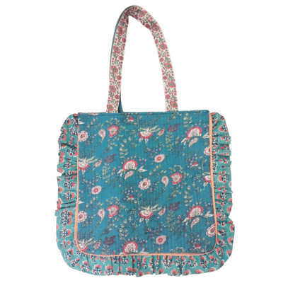 Powell Craft Tote Bag Quilted Ruffles inky blue