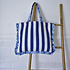 Powell Craft Tote Bag Quilted Ruffles blue/white stripes