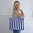 Tote Bag Quilted Ruffles blue/white stripes