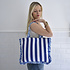 Powell Craft Tote Bag Quilted Ruffles blue/white stripes