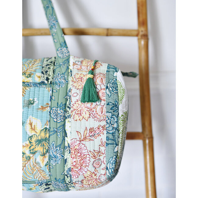 Canvas Duffle Bag Floral green