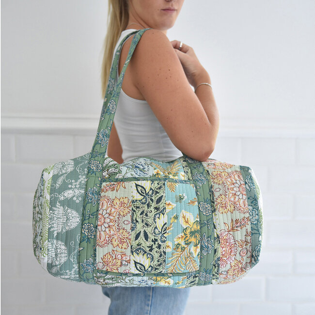 Canvas Duffle Bag Floral green
