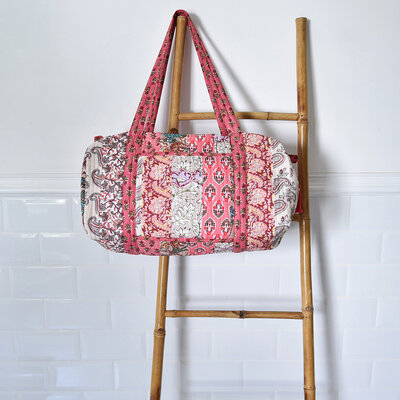 Powell Craft Canvas Duffle Bag Floral red