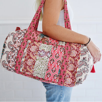 Powell Craft Canvas Duffle Bag Floral red