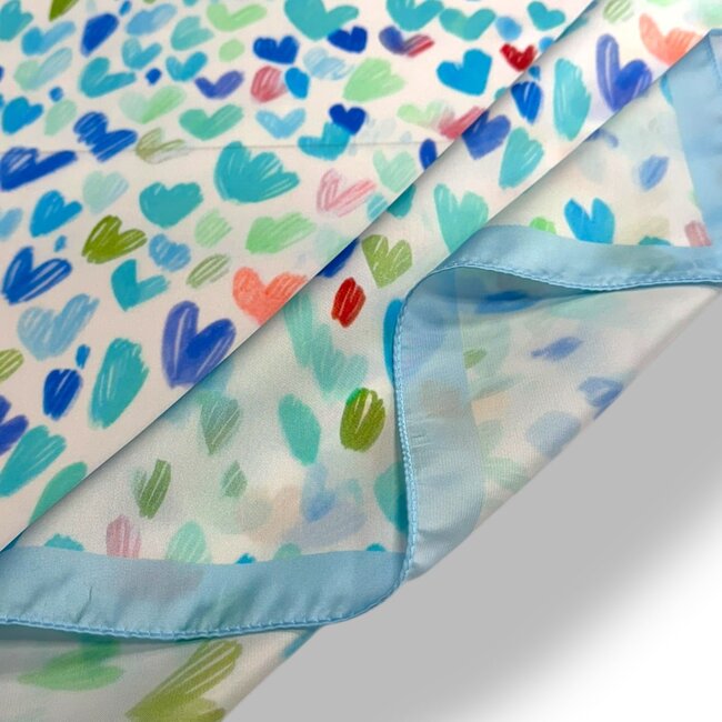Scarve Square Multi Heart blue