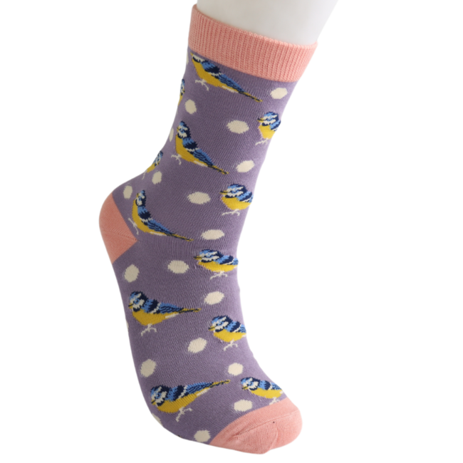 Socks Bamboo Bluetits & Spots lilac