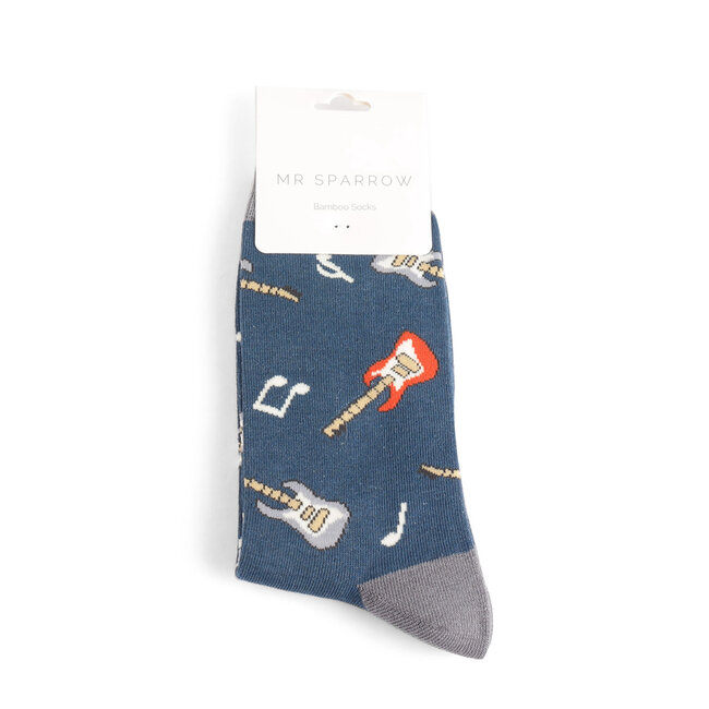 Mens Socks Bamboo Guitars navy