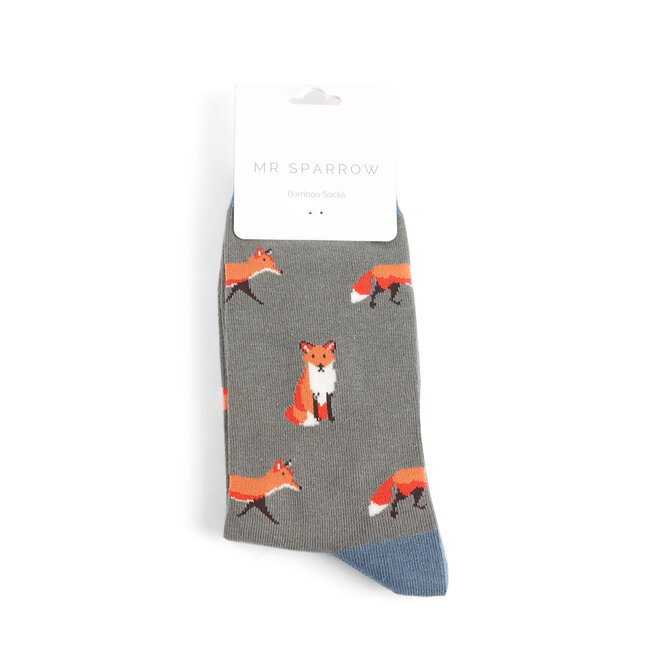 Mens Socks Bamboo Foxes charcoal