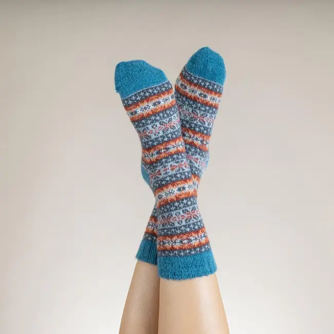 Socks Woolmix Scandi teal/grey/rust