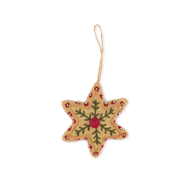 Filz Weihnachtshänger Ster Embroidery beige