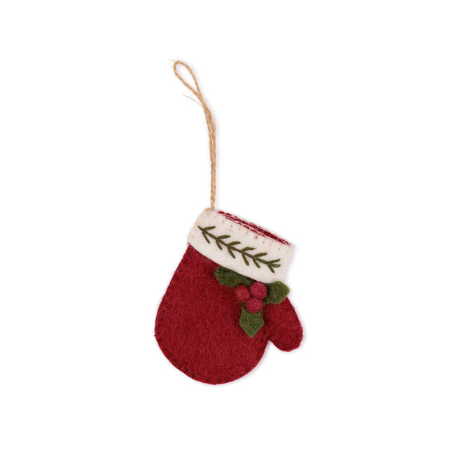Filz Weihnachtshänger Wantje Holly Berry rood